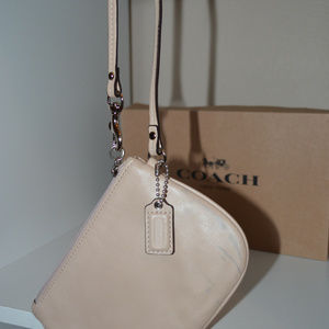 Coach Beige Leather Wristlet